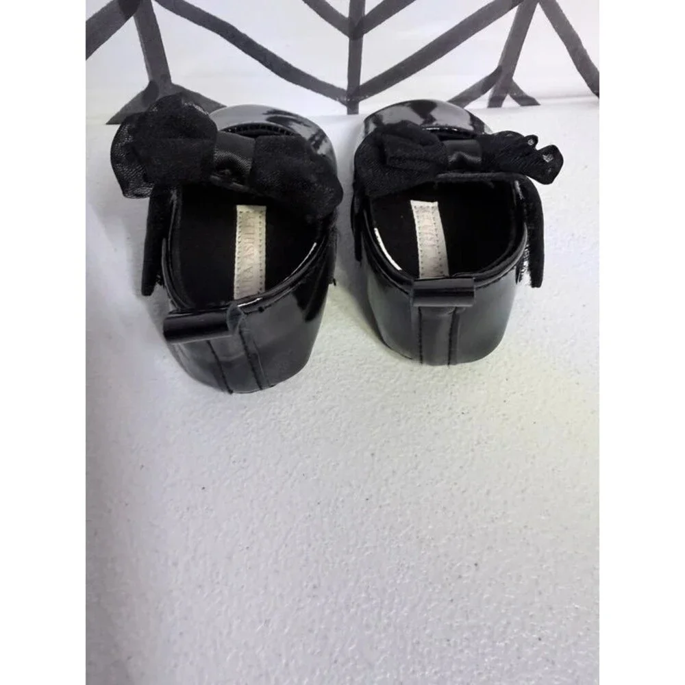 Laura Ashley Black Mary Jane Bow Dress Shoes Baby Girl 2 7116